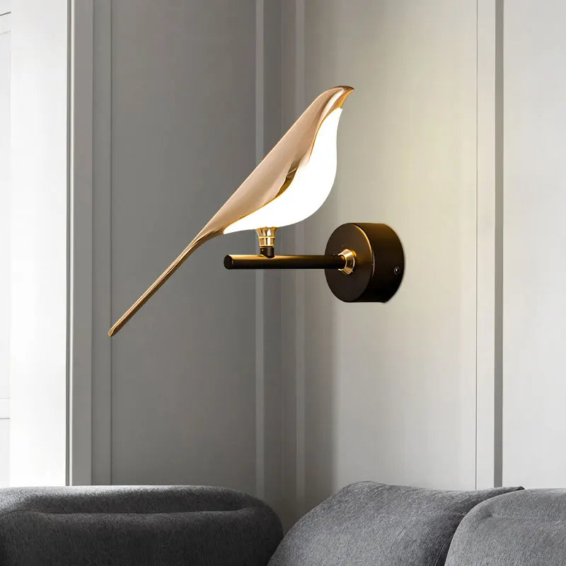 Creative Bird 360° Rotatable LED Wall Lamps Bedroom Bedside Indoor Golden Touch Switch LED Wall Lights Wall Sconce Home