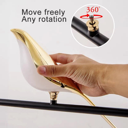 Creative Bird 360° Rotatable LED Wall Lamps Bedroom Bedside Indoor Golden Touch Switch LED Wall Lights Wall Sconce Home